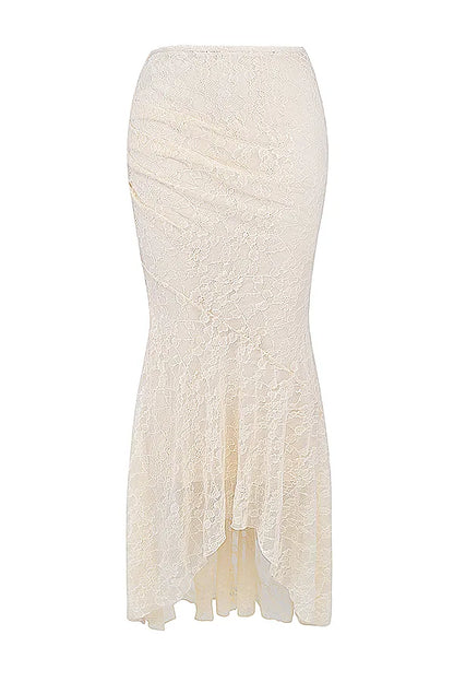 Therese Vintage Cream Lace Maxi Skirt