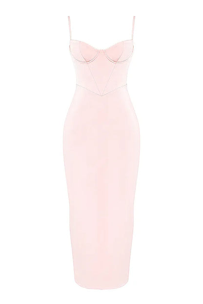 Stefania Soft Peach Corset Maxi Dress