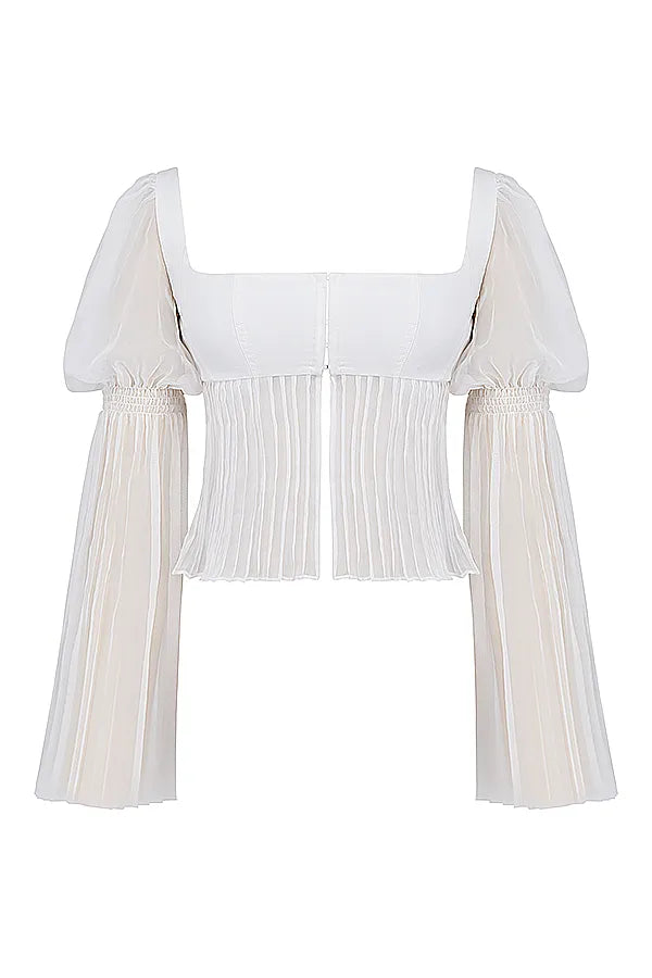 Lucie White Pleated Top