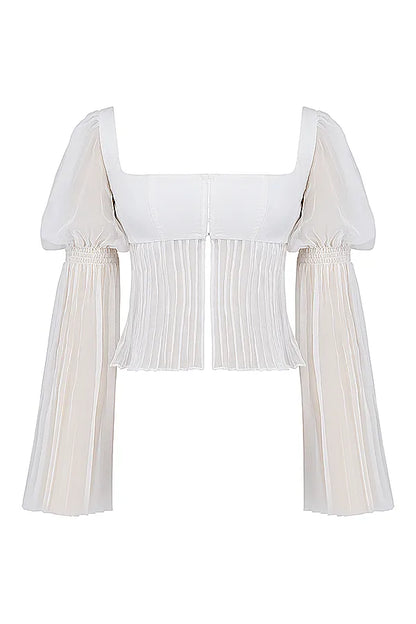 Lucie White Pleated Top