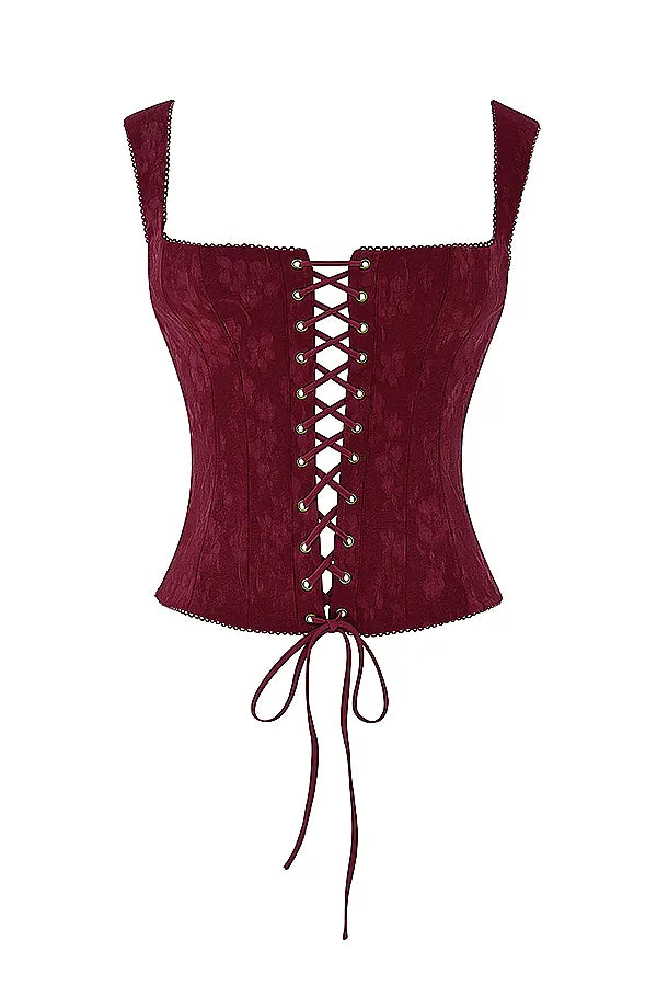 Parisa Merlot Floral Corset