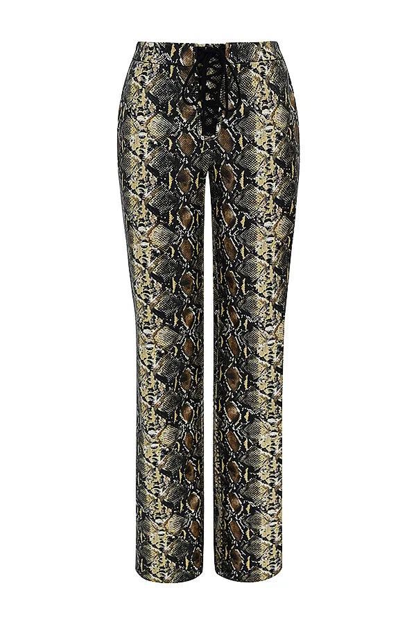 Serina Snake Print Vegan Leather Trousers