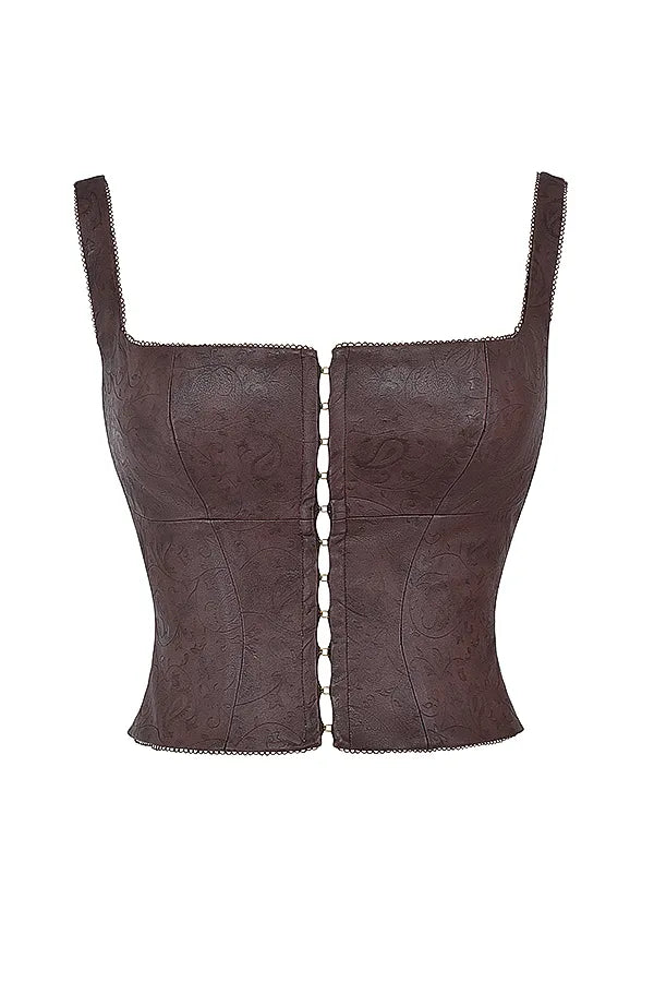 Pia Brown Vegan Leather Corset