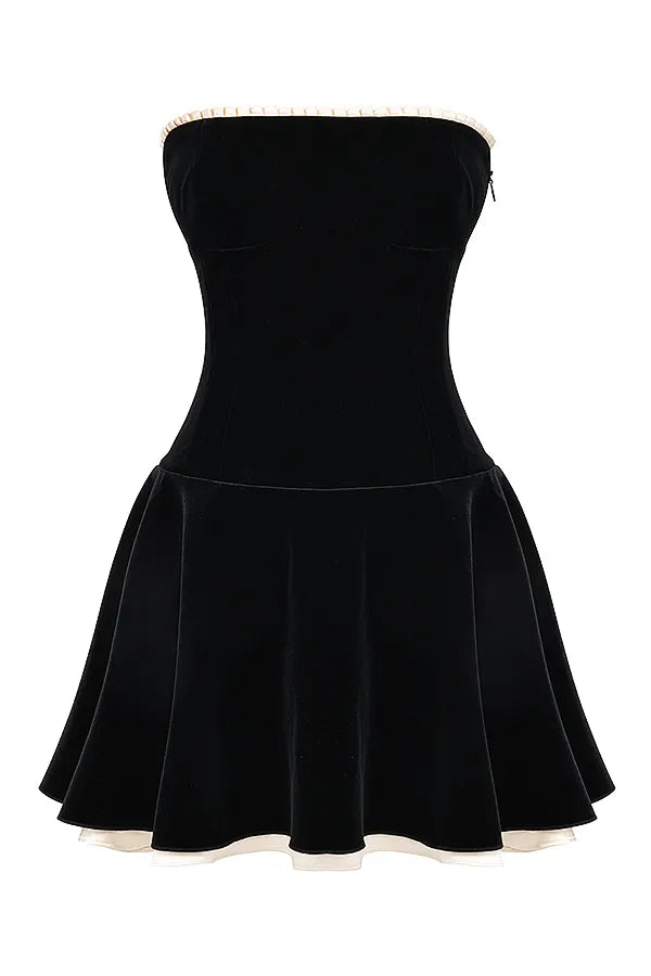 Marilla Black Velvet Strapless Dress