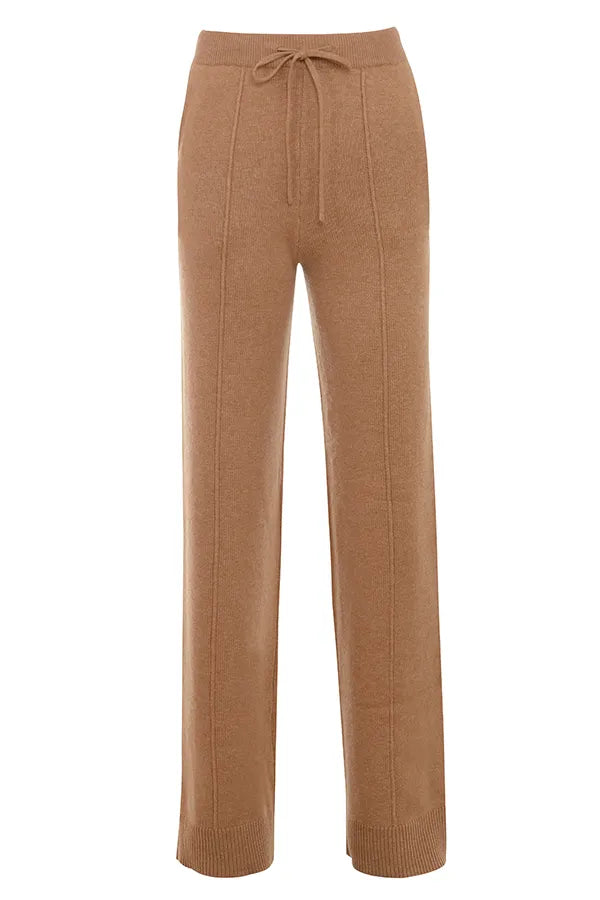Yalina Camel Cashmere Blend Trousers