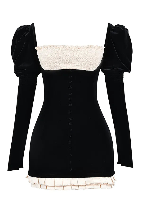 Azaria Black & Vintage Cream Mini Dress