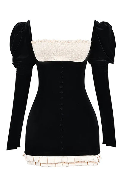 Azaria Black & Vintage Cream Mini Dress