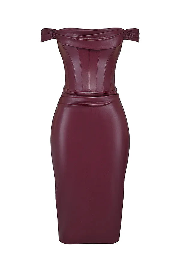 Raven Mulberry Vegan Leather Corset Dress