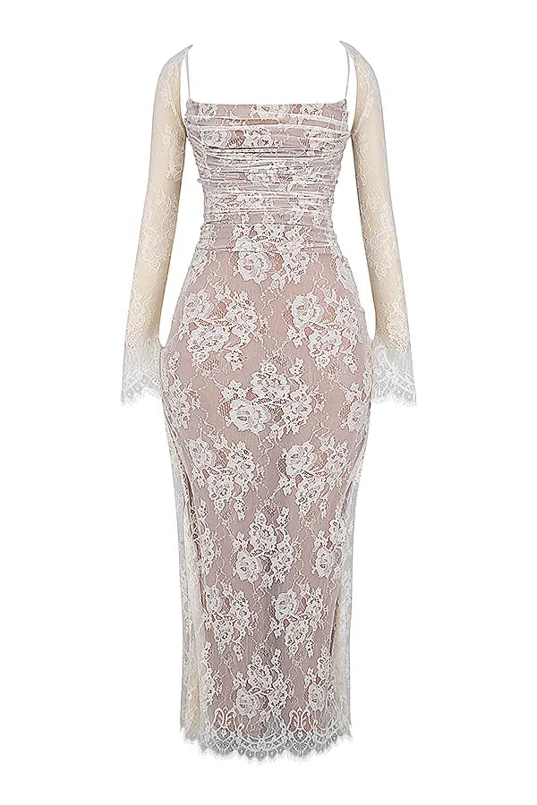 Artemis Vintage Cream Lace Maxi Dress