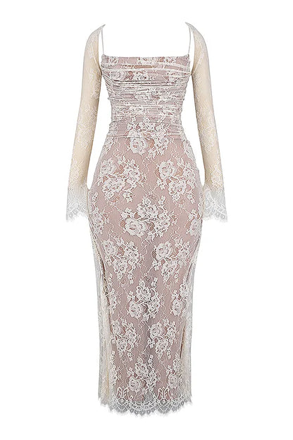 Artemis Vintage Cream Lace Maxi Dress