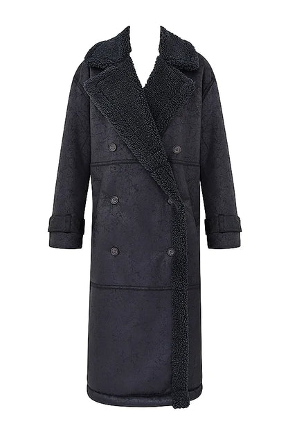 Deiji Grey Vegan Shearling Coat