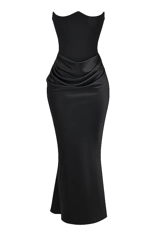 Persephone Black Strapless Corset Dress