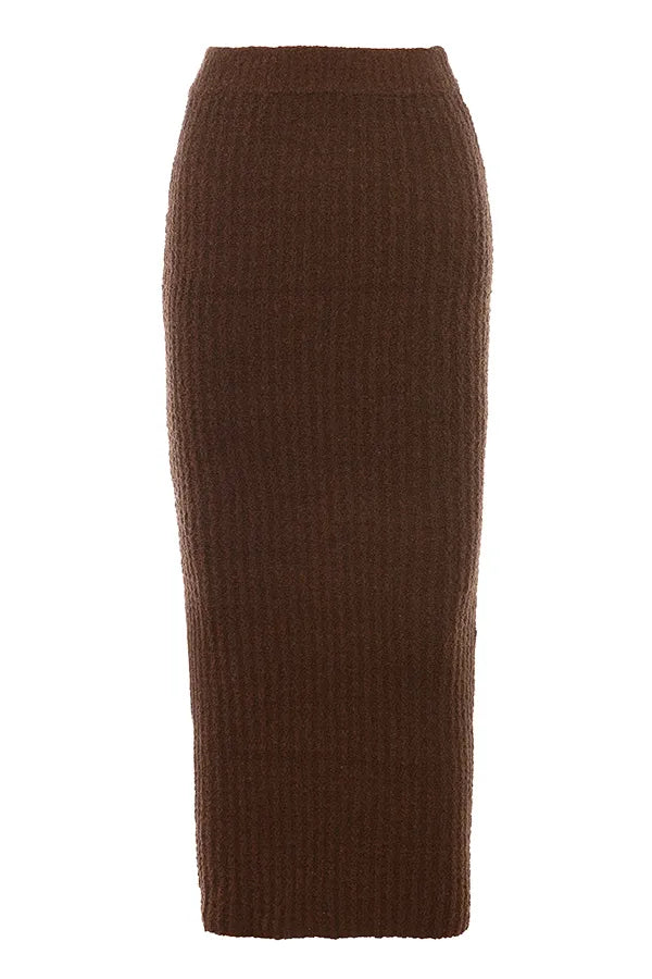 Sloane Chocolate Soft Cotton Boucle Maxi Skirt
