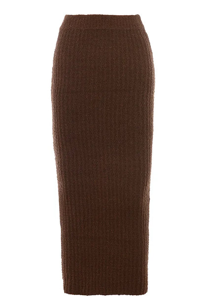 Sloane Chocolate Soft Cotton Boucle Maxi Skirt