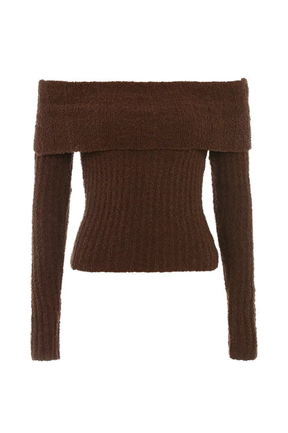 Saffron Chocolate Soft Boucle Knit Top