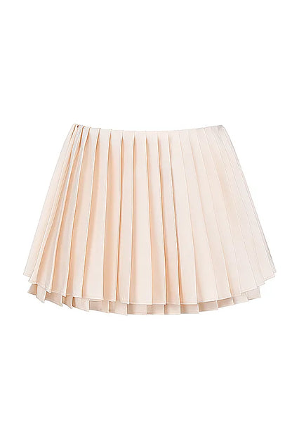 Emira Ivory Pleated Mini Skirt