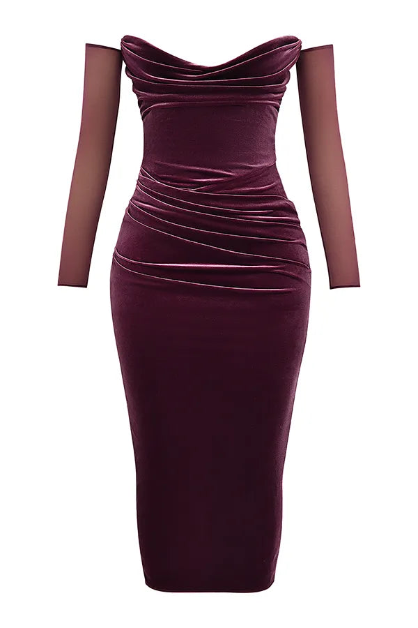 Leora Mulberry Strapless Midi Dress