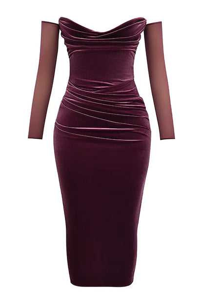 Leora Mulberry Strapless Midi Dress