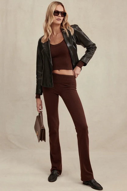 Ama Chocolate Cashmere Blend Trousers