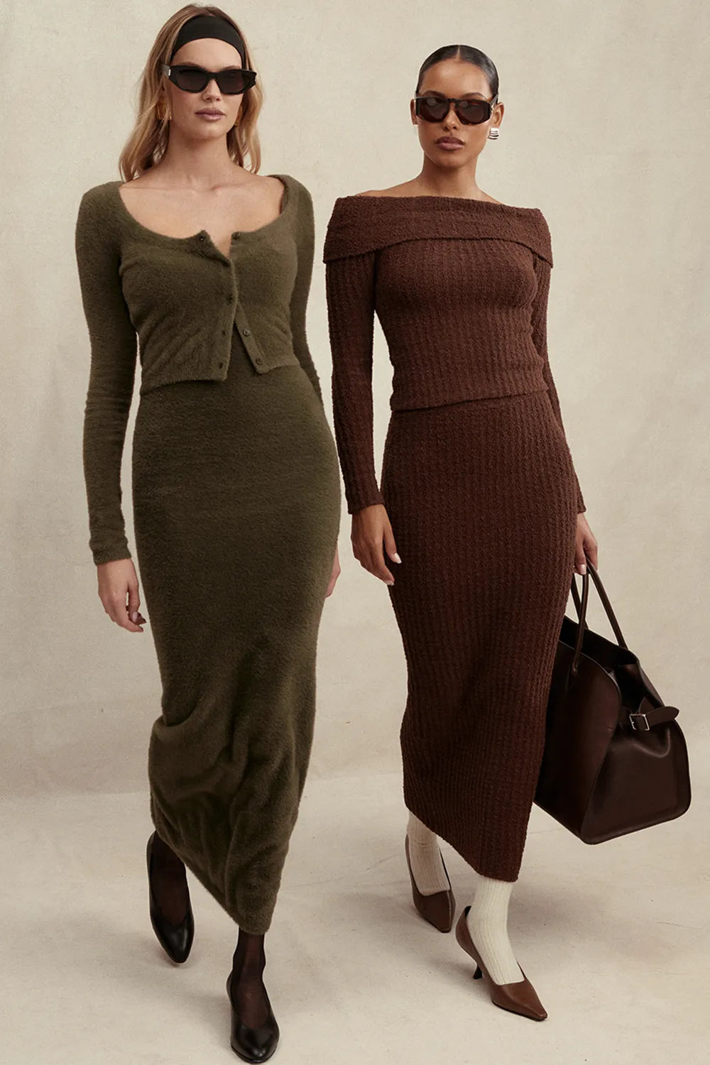 Saffron Chocolate Soft Boucle Knit Top
