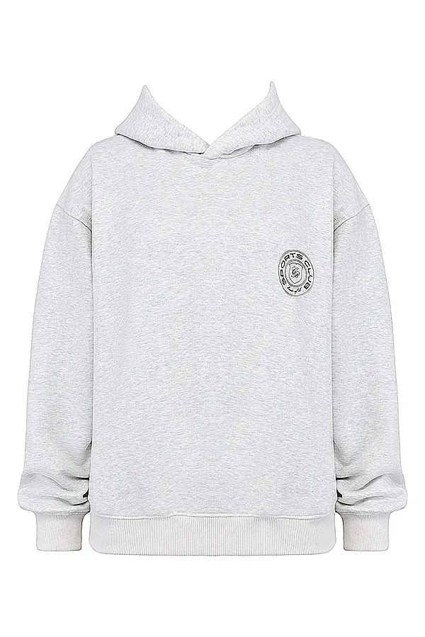 Muse Light Grey Marl Cotton Fleece-Back Hoodie