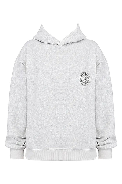 Muse Light Grey Marl Cotton Fleece-Back Hoodie