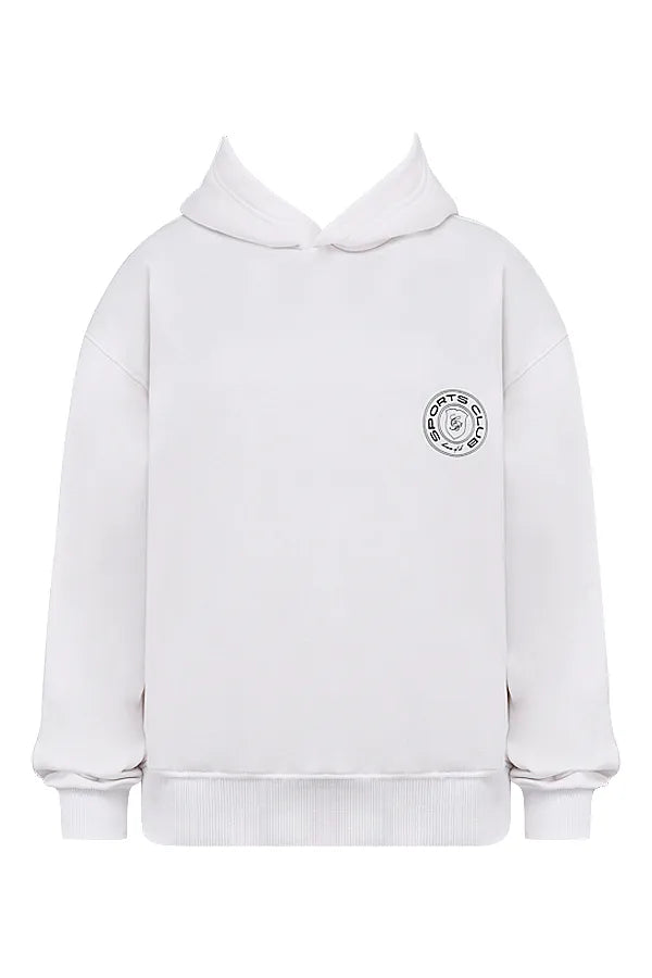 Muse White Cotton Fleece-Back Hoodie