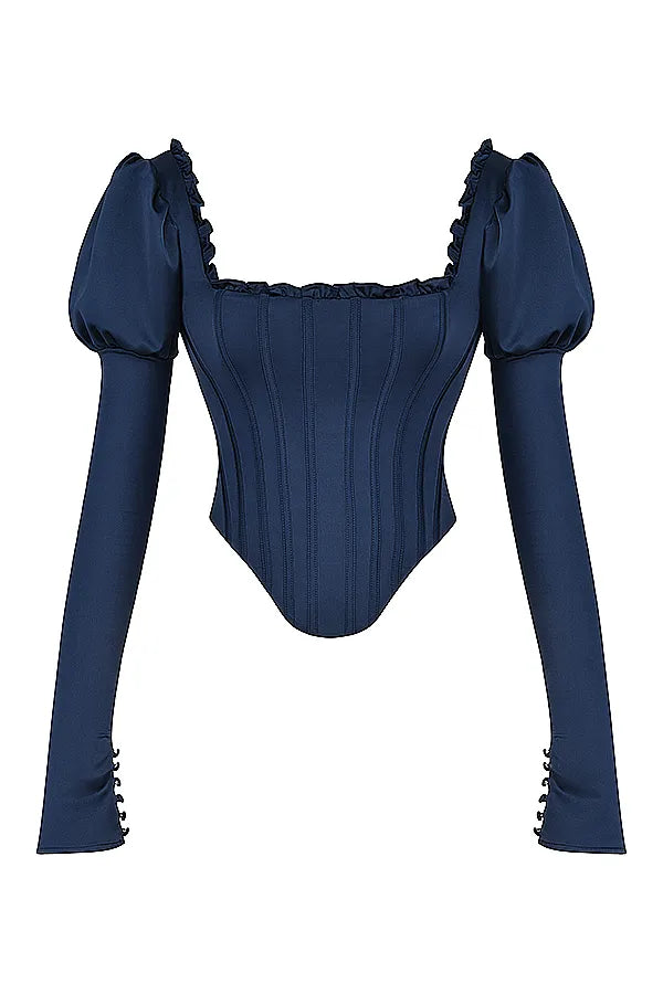 Dana Navy Puff Sleeve Corset