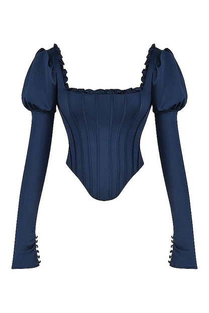 Dana Navy Puff Sleeve Corset