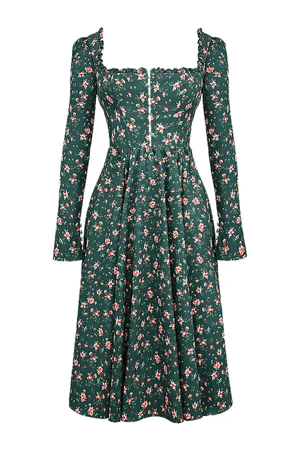 Delia Green Floral Print Midi Dress