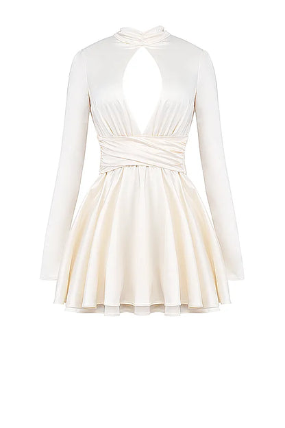 Aryana Ivory Bow Mini Dress
