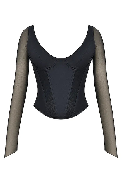 Araminta Black Long Sleeve Corset