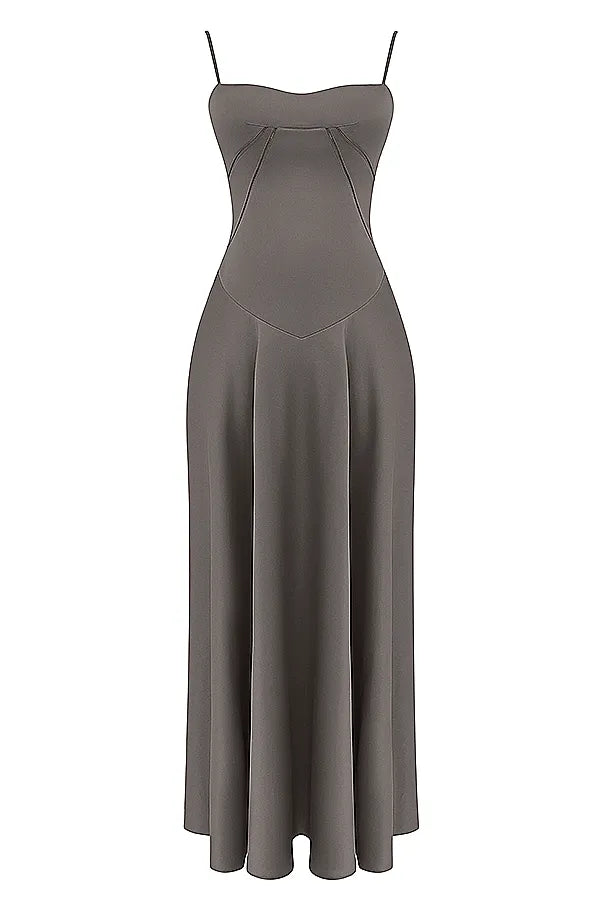 Anabella Smoke Lace Up Maxi Dress