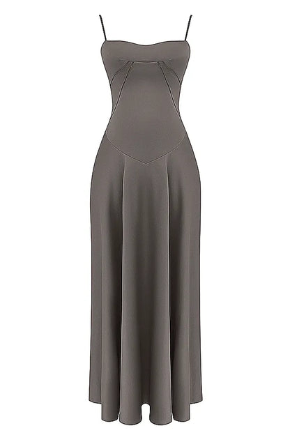 Anabella Smoke Lace Up Maxi Dress