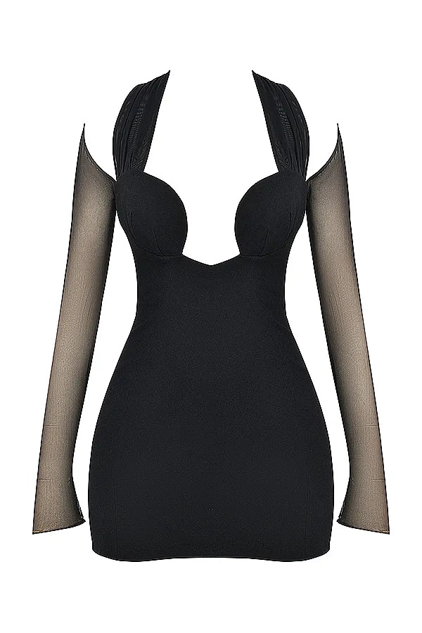 Holly Black Plunge Mini Dress