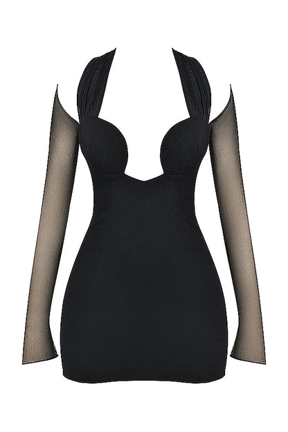 Holly Black Plunge Mini Dress