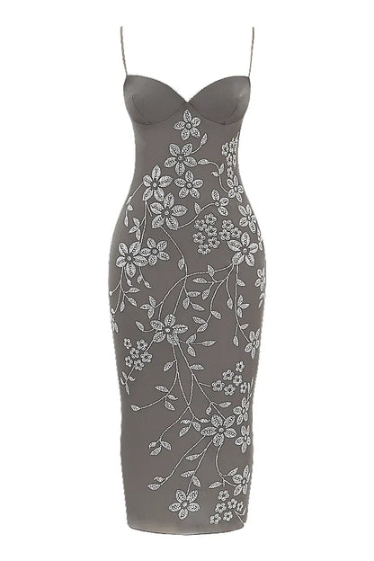 Blanca Smoke Crystal Embellished Midi Dress