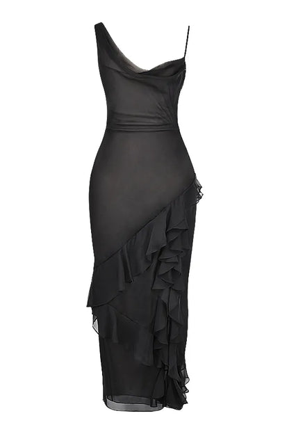Malila Black Ruffle Maxi Dress