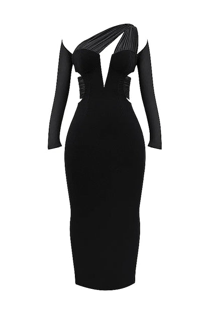 Zahra Black Plunge Maxi Dress