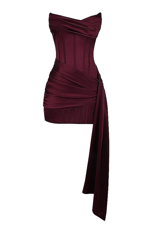 Loubella Mulberry Strapless Corset Dress