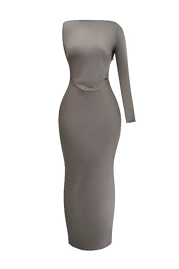 Catiana Smoke One Sleeve Maxi Dress