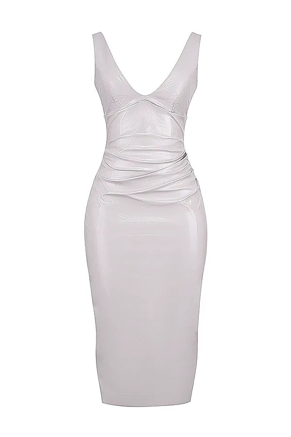Madeleine Violet Ice Vinyl Midi Dress