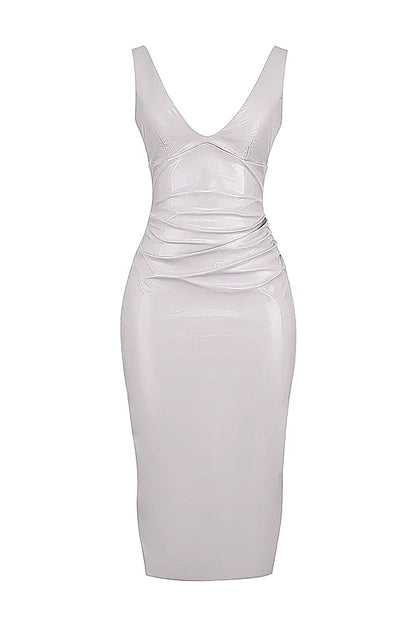 Madeleine Violet Ice Vinyl Midi Dress