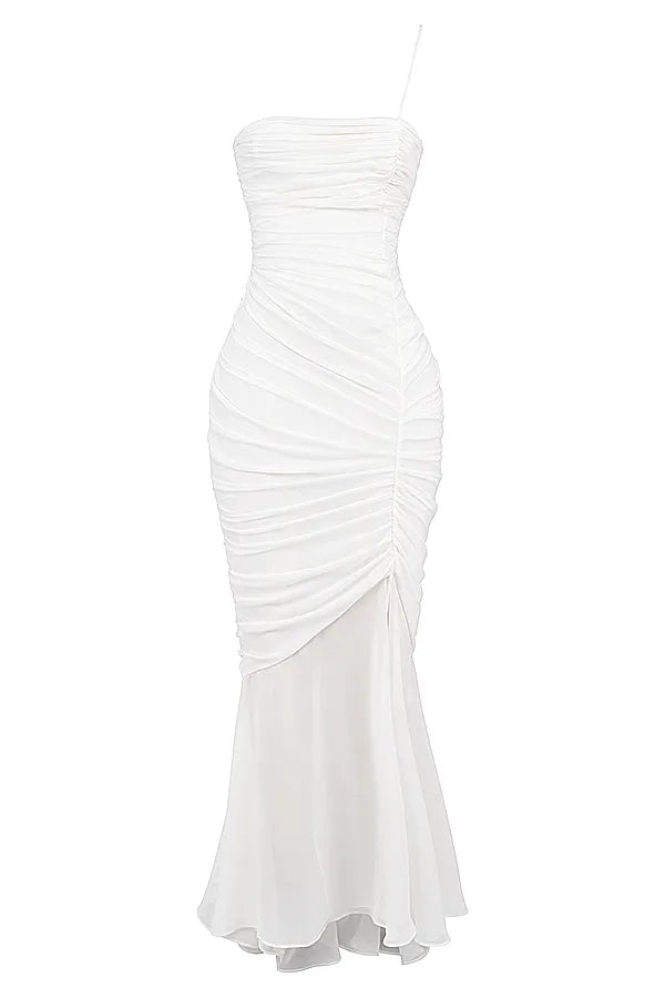 Pearla Ivory Ruched Maxi Dress