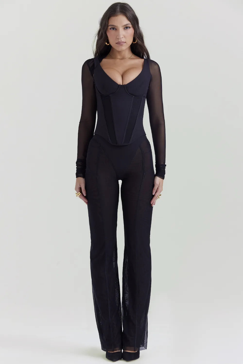 Araminta Black Long Sleeve Corset