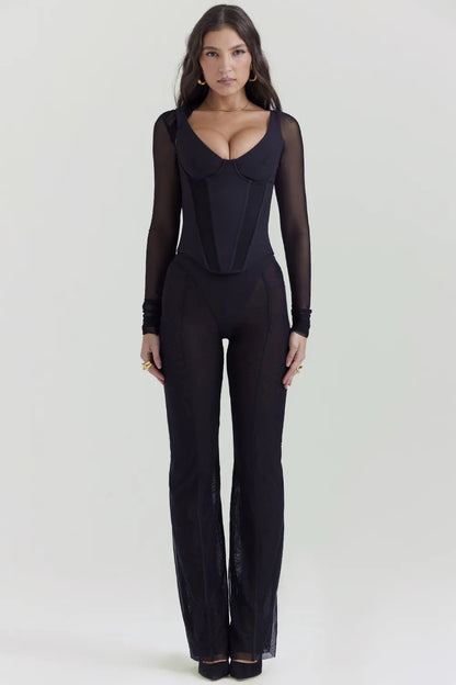 Araminta Black Long Sleeve Corset