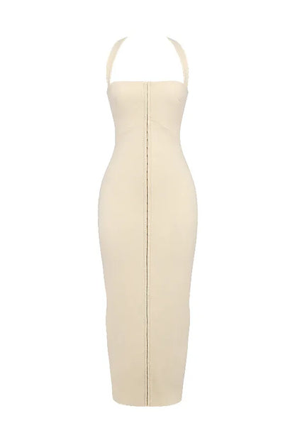 Mia Ecru Halter Maxi Dress