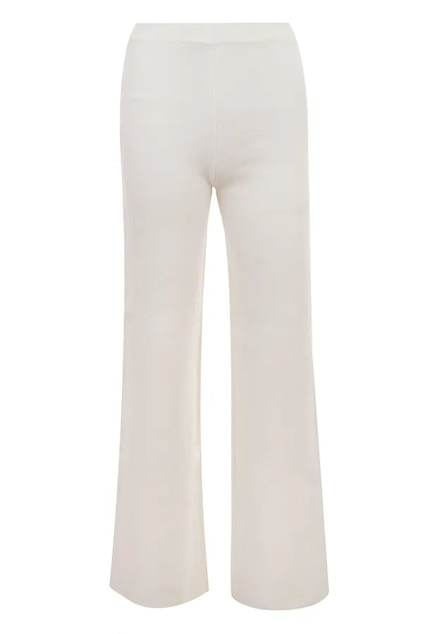 Vanna Off White Cotton Knitted Trousers
