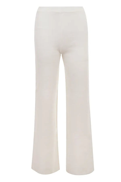 Vanna Off White Cotton Knitted Trousers