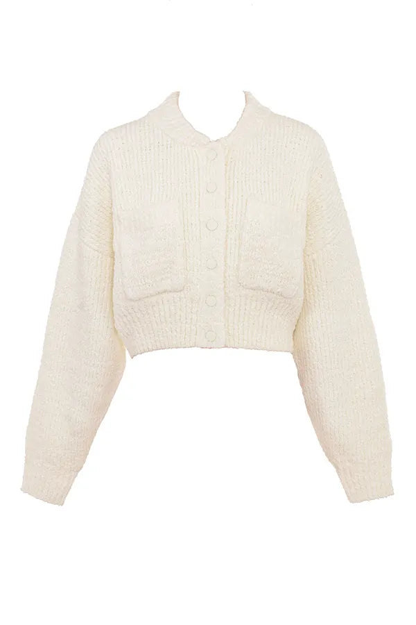 Salilah Cream Chenille Blend Bomber Jacket